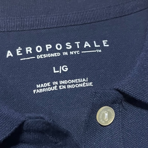 Nwt Aeropostale Juniors Pique Uniform Polo Solid Navy Blue Large Back to School - Picture 12 of 16